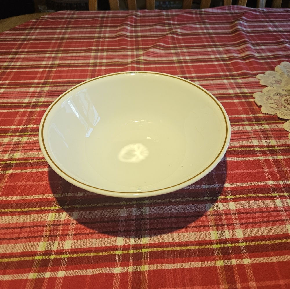 Corelle INDIAN SUMMER Serving Bowl, 10 1/4" Round, 2 Qt,White w/brown trim band